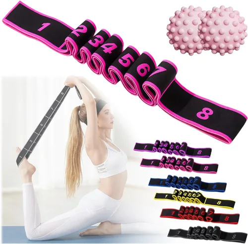 Miniatura 11 de Fitness Resistance Bands with Handles, Fitness Resistance Band for Stretching and Yoga, 8 Loops Elastic Exercise Bands, Exercise Resistance Bands