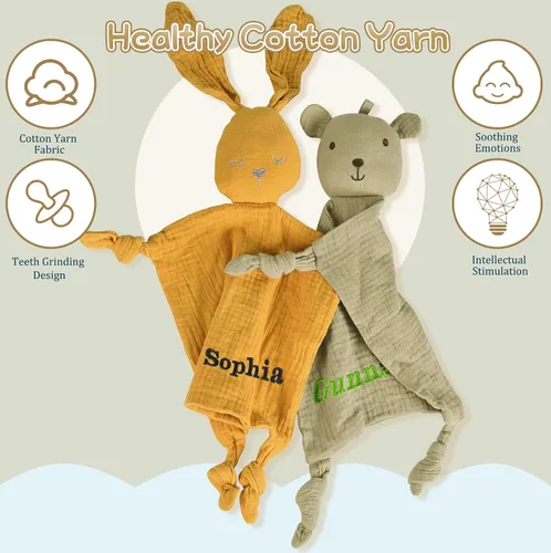 Miniatura 2 de Bear Loveys para bebés, mantas de seguridad para bebés, suaves para niños y niñas, regalos para baby shower, regalos personalizados para bebés