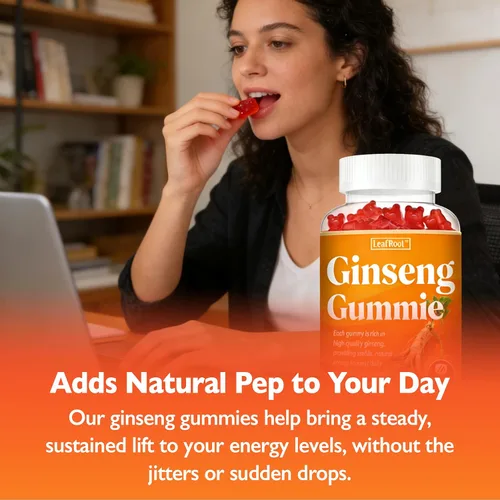 Miniatura 4 de Gomitas de ginseng asiático, raíz de ginseng rojo Panax para hombres y mujeres, energía, memoria e inmunidad, 1500 mg, 60 masticables con sabor a
