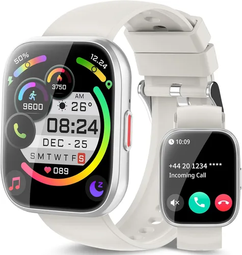 Reloj inteligente aycy para hombres y mujeres, Bluetooth, función de llamada, pantalla táctil HD de 1.85", reloj de fitness con monitor de sueño y