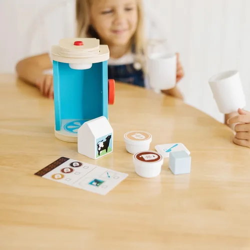 Miniatura 5 de Melissa & Doug Juego de cafetera de madera para preparar y servir de 11 piezas, accesorios de cocina, accesorios de cocina para niños, juego