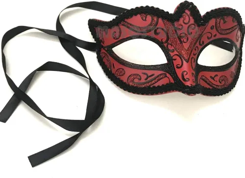 Miniatura 6 de MasqStudio Par de máscaras rojas para baile de máscaras, cosplay, baile de graduación, fiesta de cumpleaños o decoración Par rojo para 2 máscaras