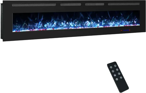 Miniatura 8 de Insertos de chimenea eléctrica de 42 pulgadas, calentador de chimenea lineal ultrafino con termostato, brillo y velocidad ajustables, temporizador