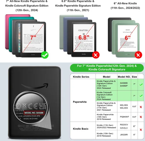 Miniatura 2 de Fintie Funda para Kindle Paperwhite de 7" (12ª generación, 2024) y Kindle Colorsoft - Funda protectora de piel sintética delgada y ligera