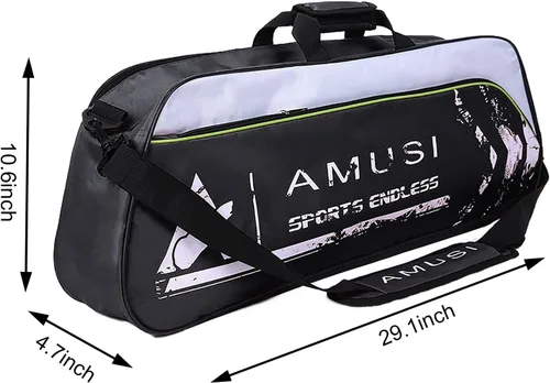 Miniatura 7 de Bolsa de raqueta de bádminton de tenis con capacidad para 3 – 4 unidades, con compartimento para zapatos y bolsillo lateral para hombres y mujeres