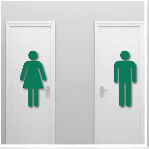 Miniatura 11 de Letrero grande de 20 pulgadas de alto para pared de hombre y mujer, adhesivo fuerte seguro para pared, diseño artístico mural para baño, baño, baño