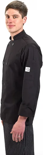 Miniatura 8 de Chamarra de cocina unisex Mercer Culinary con botones tradicionales, M, Negro, 1