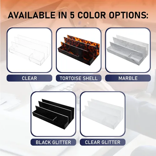 Miniatura 7 de Organizador de escritorio acrílico para suministros de oficina y accesorios de escritorio, 12.5 x 5.5 x 4 pulgadas y 0.197 in de acrílico
