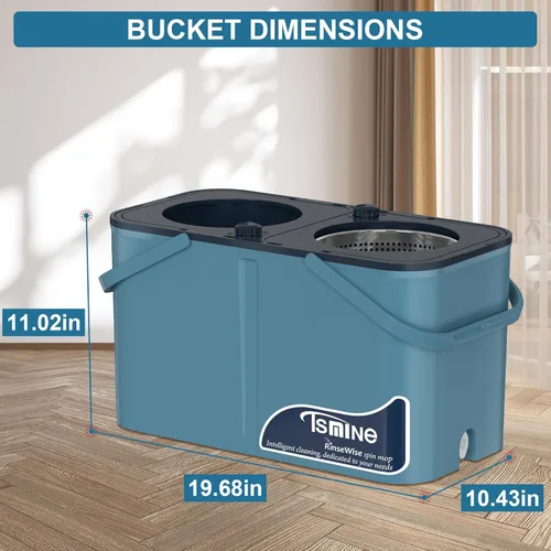 Miniatura 5 de Mopa giratoria de gran capacidad Gen 1 y cubo, para hogares grandes y días de limpieza profunda, sistema de 4 cámaras que separa el agua sucia