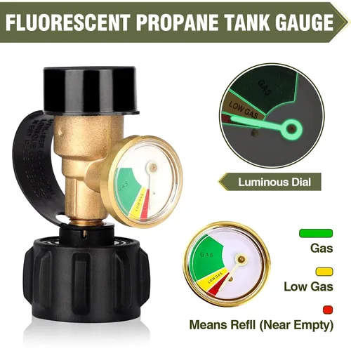 Miniatura 4 de BESTFIRE Indicador de nivel de tanque de propano para tanques de 5 a 40 libras, medidor de presión de propano con detector de fugas para parrilla