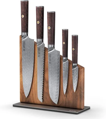 Miniatura 11 de Yatoshi Knives Juego de Bloques de Cuchillos de Cocina Magnéticos - Cuchillos Japoneses de Acero VG-10 de Alto Grado de 67 Capas, Afilados, Mango