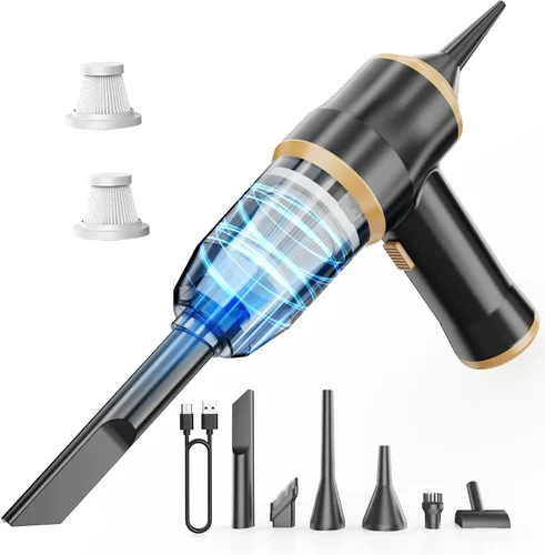 Mini aspiradora de coche de 15000 Pa Aspiradora portátil inalámbrica de mano y plumero de aire con 2 filtros para automóvil, sofá, oficina, mascota,