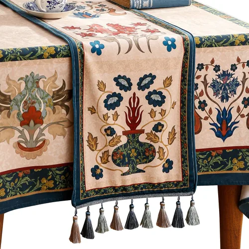 Miniatura 12 de patdrea Camino de mesa de terciopelo francés estilo granja para decoración del hogar, cocina, comedor, fiestas, cenas familiares, boda 12"*63
