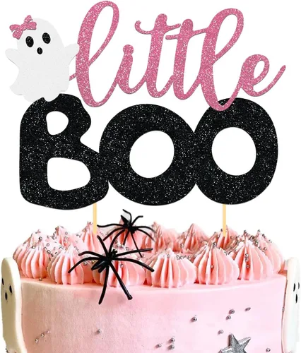 Miniatura 14 de 24 piezas de adornos de Halloween para cupcakes fantasmas, palillos de revelación de género para niños y niñas, adornos para tartas rosas y azules