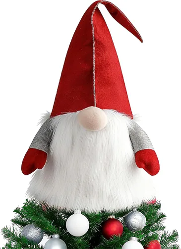 Miniatura 8 de D-FantiX Adorno de Gnomo para la Copa del Árbol de Navidad, 25 Pulgadas Gran Gnomo Sueco Tomte Adornos de Navidad Gnomos de Papá Noel de Peluche