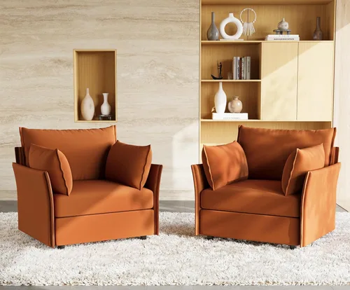 Miniatura 10 de ABCASA Silla de Acento de Gran Tamaño, Sillón Moderno Tapizado con Respaldo Extraíble y Funda Desmontable, Asiento de 24.5 Pulgadas de Profundidad