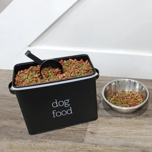 Miniatura 8 de AuldHome Design - Contenedor retro para comida de perro (negro); contenedor de almacenamiento moderno de estilo granja para comida de mascotas
