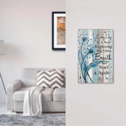 Miniatura 7 de Cubiertas Decorativas para Placas de Interruptor Diente de León Azul Rústico Citas Inspiradoras Casa de Campo Tablón de Madera Gris 1 Gang Cubierta