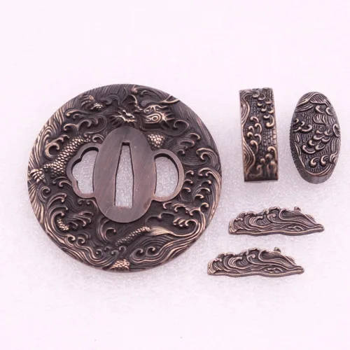 Miniatura 28 de Espada samurái japonesa KOSHIRAE – TSUBA FUCHI KASHIRA MENUKI 68-100