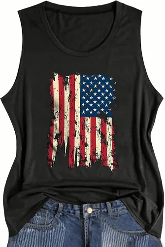 Miniatura 2 de FBPQJYW American Flag Tank Top for Women 4th of July Shirts Stars Striped Sleeveless Tops Patriotic USA Flag Vest Tees