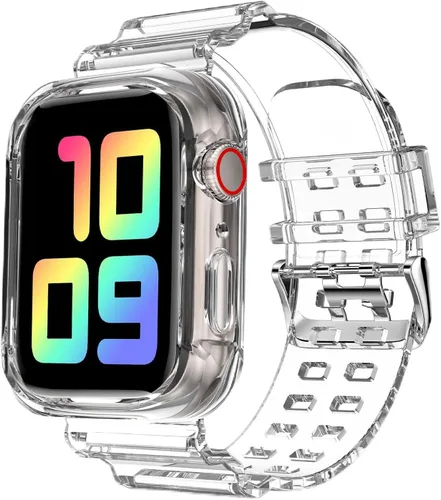 Miniatura 35 de DABAOZA - Correa compatible con Apple Watch de 49 mm, 46 mm, 45 mm, 44 mm, 42 mm, 41 mm, 40 mm, 38 mm, con protector, correa de TPU brillante