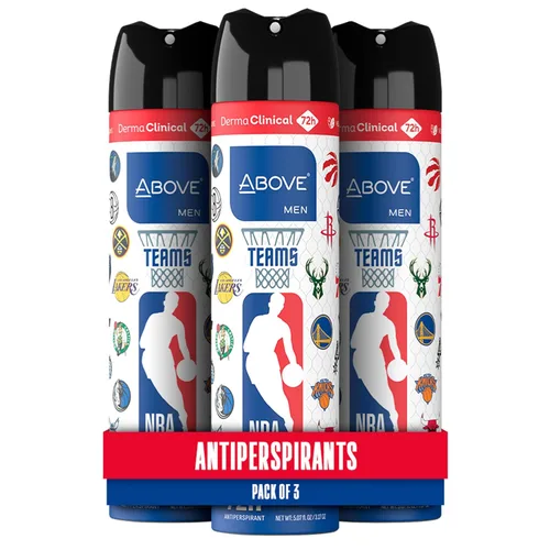 Above NBA - Desodorante antitranspirante en aerosol para hombres | TEAMS | Protección del sudor y el olor 72H | Desodorante en aerosol seco | Sin