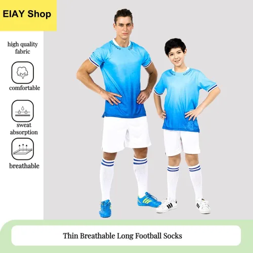 Miniatura 2 de EIAY Shop 2 pares de calcetines de fútbol para niños y niñas de 5 a 12 años de edad, transpirables, para entrenamiento atlético, calcetines
