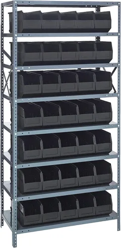 Miniatura 242 de Quantum QSBU-245BK Heavy Duty Shelving Unit with (7) Shelves and (24) QUS245 Black Bins for Garage Warehouse Storage Distribution 400 lb Load