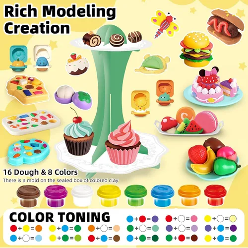 Miniatura 6 de Kaelinda 77 piezas 4 en 1 juegos de plastilina para niños de 2 a 4 a 8 años, kit de herramientas de accesorios de plastilina, helado, pastel