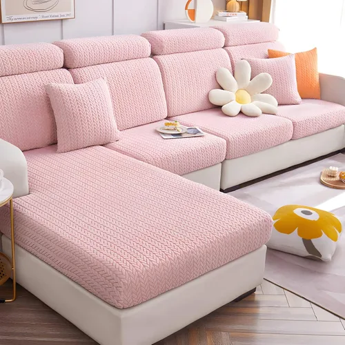 Miniatura 11 de Fundas elásticas para sofá modular en forma de L, con textura de oreja de trigo, fundas para sofá reclinable, protector de muebles antideslizante