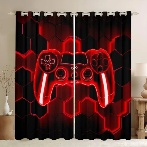 Feelyou Cortinas de ventana para jugadores, cortinas de juego para niños, niñas y adolescentes, decoración de habitación, consola de juego, cortinas