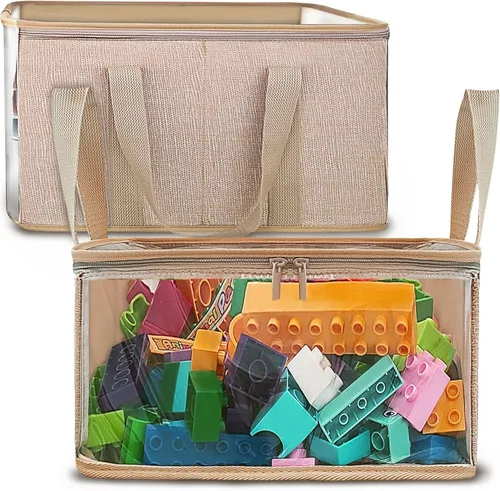Miniatura 11 de holay Bolsas transparentes de almacenamiento de juguetes con asa, paquete de 4 contenedores organizadores de almacenamiento para juguetes de niños