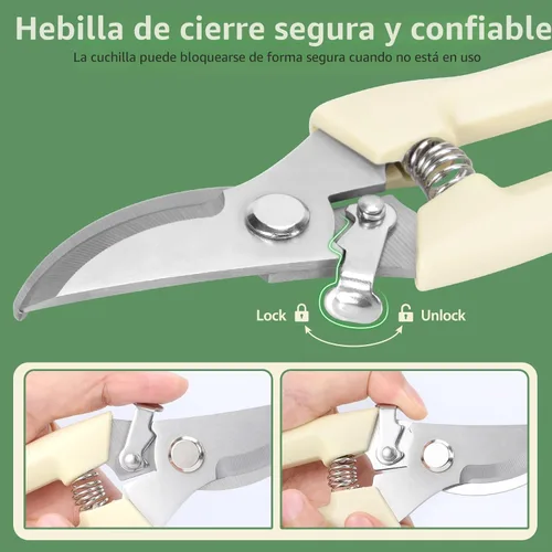 Miniatura 3 de Paquete de 4 tijeras de podar, tijeras de jardín de acero inoxidable, tijeras de jardinería de mango afilado, podadoras de jardín de hoja bypass
