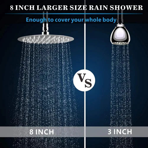 Miniatura 5 de Voolan Cabezal de ducha de lluvia de 8 pulgadas con brazo de extensión de 11 pulgadas, cabezal de ducha de lluvia hecho de acero inoxidable 304
