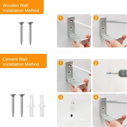 Miniatura 6 de 5 ganchos plegables para colgar en la pared, ganchos plegables de aleación de aluminio, gancho plegable de aleación de aluminio para toallas