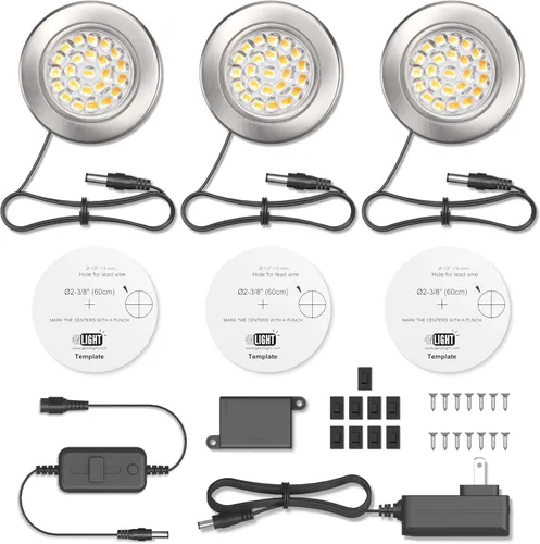 Miniatura 4 de GETINLIGHT IN-0113-3-SN - Kit de luces LED regulables de 2.5 pulgadas de ancho, 3000 K, instalación enchufable con empotrado o montado en Níquel