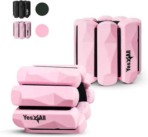 Yes4All Pesas de muñeca y tobillo, pesas ajustables de silicona para tobillo para mujeres y hombres, gimnasio en casa, entrenamiento, yoga, danza,