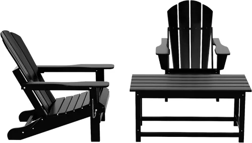WO Home Furniture - Juego de 3 sillas plegables para exteriores, mesa auxiliar, resistente a la intemperie y a los rayos UV, para césped, jardín,