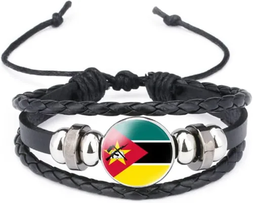 Miniatura 79 de vmcoatdu Mundial Muchas Banderas Nacionales Brazalete Retro de Aleación de Cuero para Pulsera de Cuerda Trenzada de Bandera Nacional
