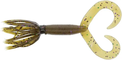 Miniatura 10 de Yamamoto - Hula Grub - Anzuelo de doble cola. CALABAZA VERDE CON ESCOPA NEGRA GRANDE (10 PACK)