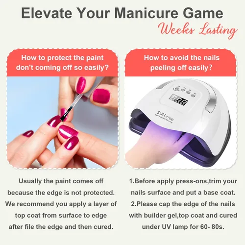 Miniatura 7 de KQueenest Uñas Postizas de Presión Azul Real Cortas Medianas Cuadradas con Pegamento, Juego de Uñas Falsas Sólidas Oscuras Cortas Ataúd Acrílicas