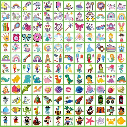 Miniatura 3 de Partywind 408 piezas de tatuajes infantiles para suministros de fiesta, hoja envuelta individualmente, calcomanías de tatuajes temporales para niños
