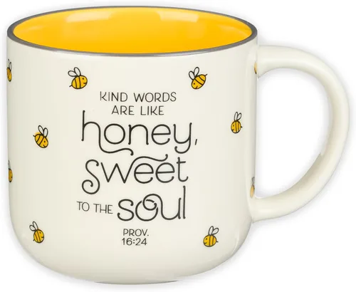 Christian Art Gifts Taza grande de cerámica para café y té para mujeres: Las palabras amables son como la miel Versículo bíblico inspirador, no Como