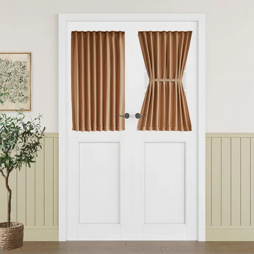 Miniatura 102 de Vatge - Cortinas autoadhesivas para puerta francesa, tratamiento de ventana con filtro de luz sin varillas ni perforaciones para puertas de cristal