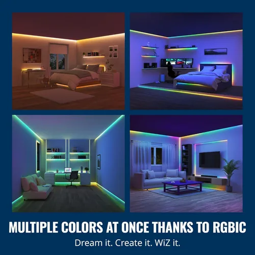 Miniatura 3 de Tira de luces LED WiZ Connected de 16.4 pies para tu hogar inteligente, luces LED multicolor fluidas, iluminación RGBIC que cambia