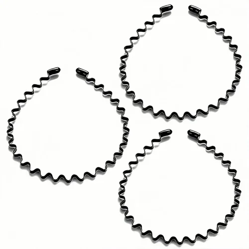 Miniatura 9 de Bandas de pelo de metal para hombres y mujeres, diademas de moda, banda de pelo ondulada negra, banda para la cabeza unisex, accesorios de cabello