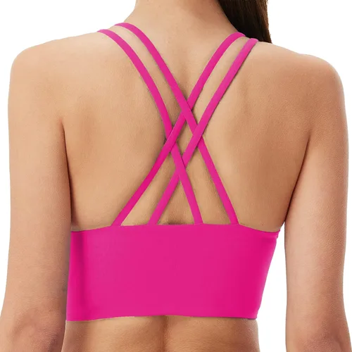 Attifall Sujetadores deportivos de bajo impacto con copas BC para mujer, espalda cruzada, para yoga, correr, entrenamiento, tops cortos