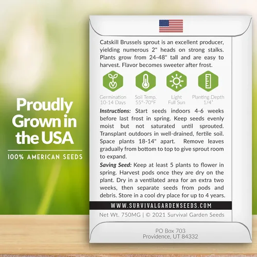 Miniatura 2 de Survival Garden Seeds - Semillas de coles de Bruselas Catskill para plantar - Paquete con instrucciones para plantar y cultivar sabrosas verduras