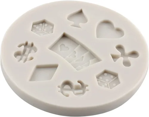 Miniatura 7 de Sijiangmold Moldes de silicona de póquer, molde para sombrero de Alicia de las maravillas para fondant, molde vintage para reloj, naipes