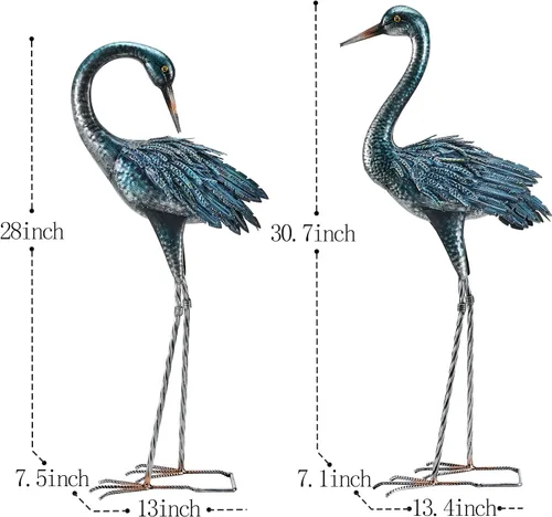 Miniatura 3 de Kircust Estatua de Grulla de Jardín para Exteriores, Señuelo de Garza Azul Esculturas y Estatuas de Jardín, Arte de Pájaro de Metal para Decoración
